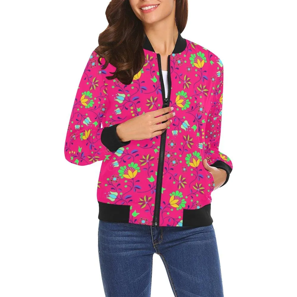 Fleur Indigine Rouge Bomber Jacket for Women