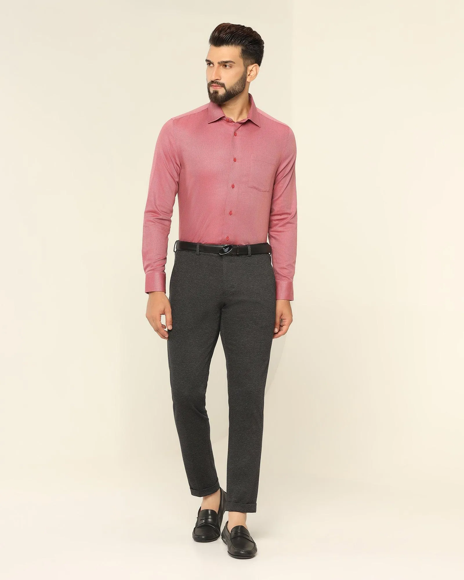 Formal Dusty Pink Textured Shirt - Quint