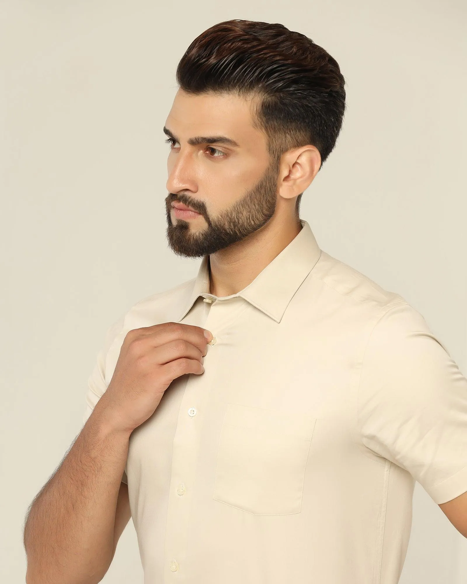 Formal Half Sleeve White Solid Shirt - Polly