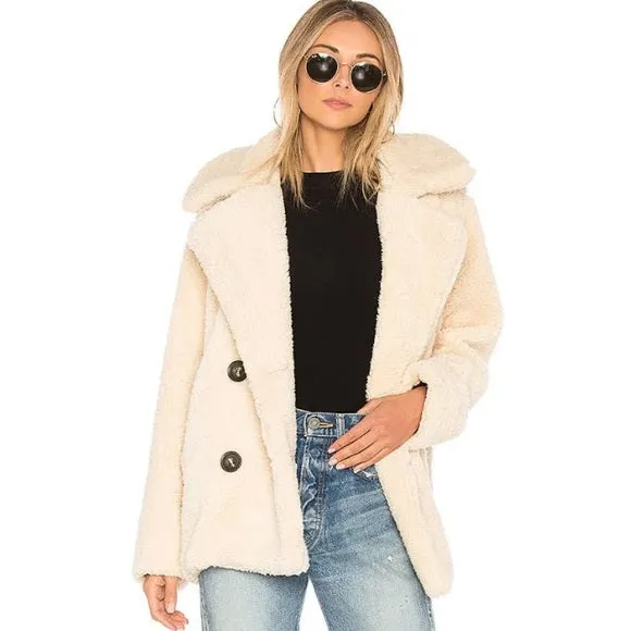 Free People Kate Faux Fur Coat, Size Large