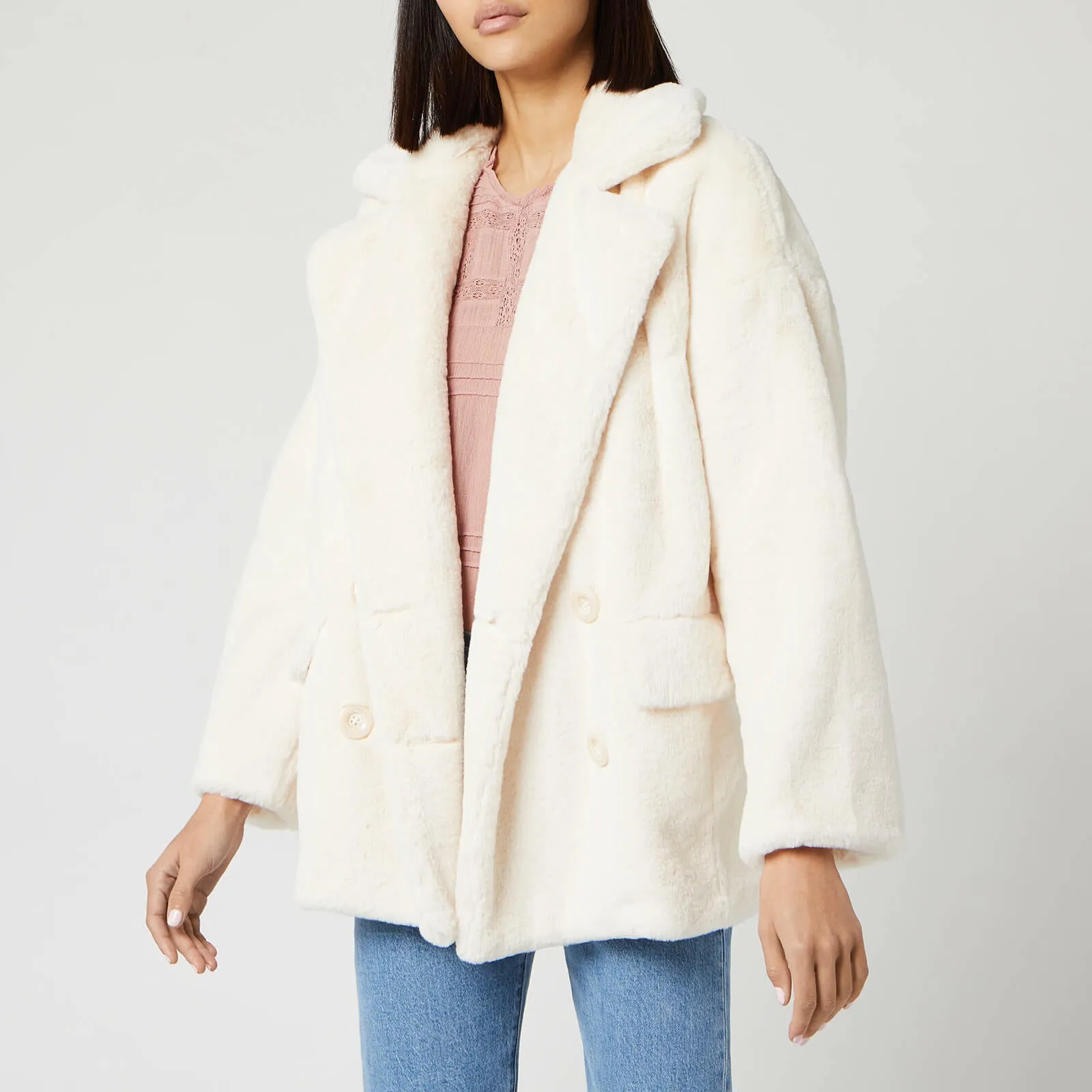 Free People Kate Faux Fur Coat, Size Large