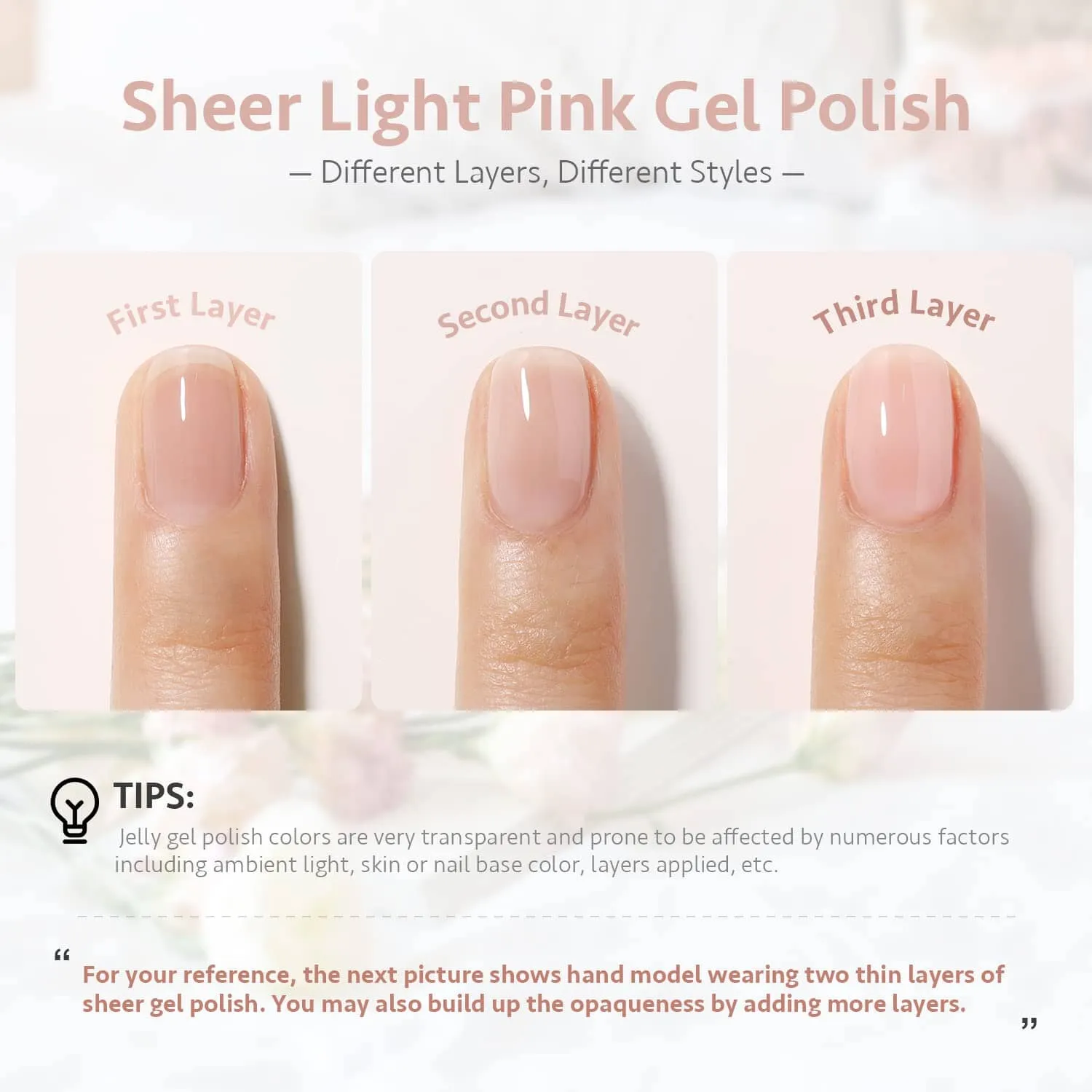 GAOY Sheer Light Pink Gel Nail Polish