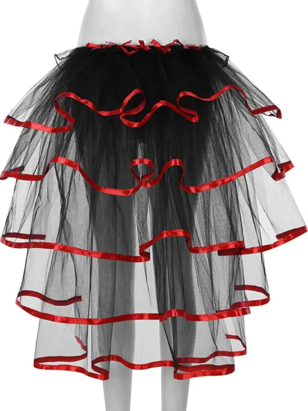 Girls Layered Bustle Satin Trim Over Skirt