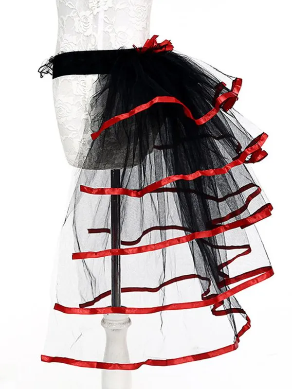 Girls Layered Bustle Satin Trim Over Skirt