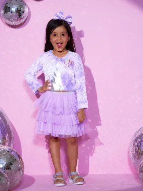 Girl's Purple Shrug And Skirt With Bustier Co-Ordinate Set - Lil Drama