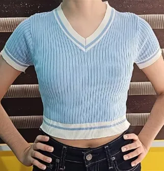 Girl's Short-sleeved Striped Top - OS