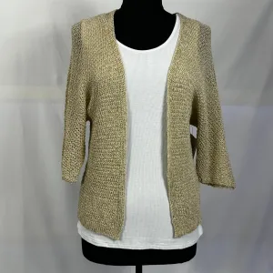 Gold Open Front Crochet Cardigan