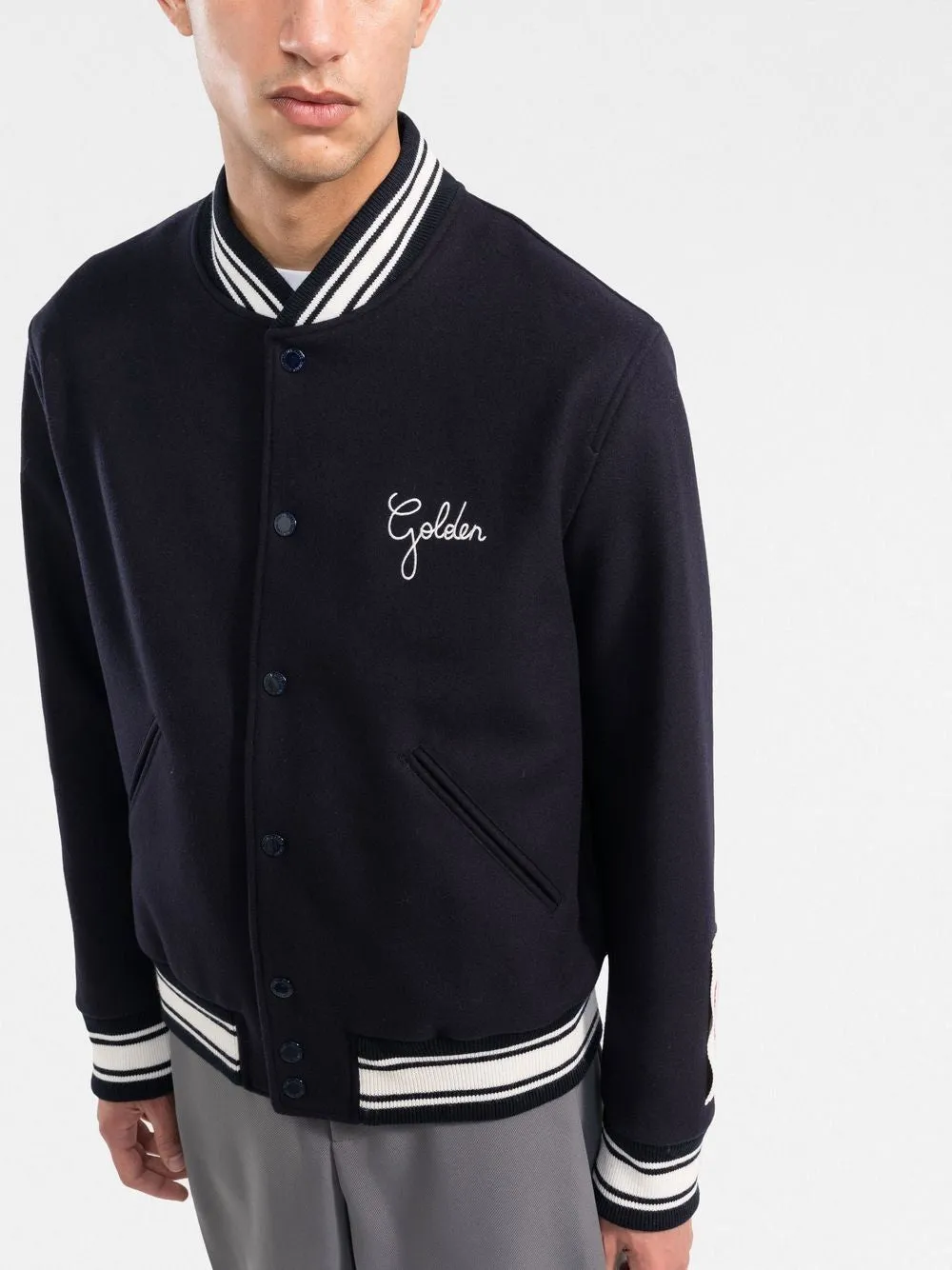 GOLDEN GOOSE Dark Blue Golden Bomber for Men - FW23 Collection