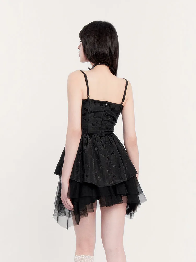 Gothic Lolita Dress with Layered Tulle Skirt