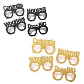 Grad Glasses - Black & Gold (4ct)