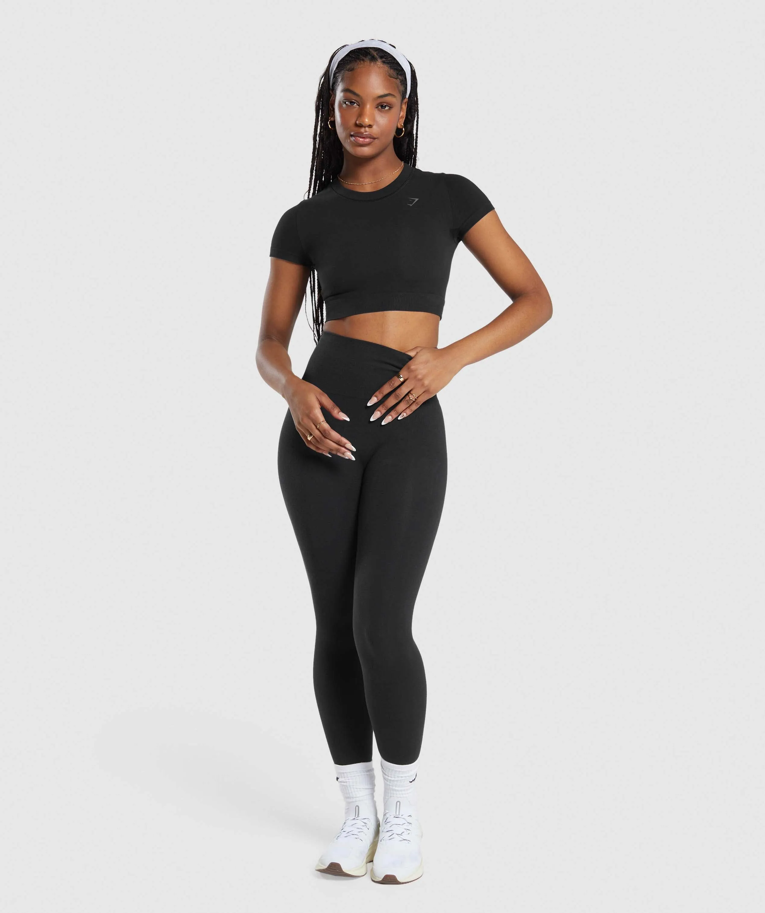 Gymshark Cotton Seamless Crop Top - Black