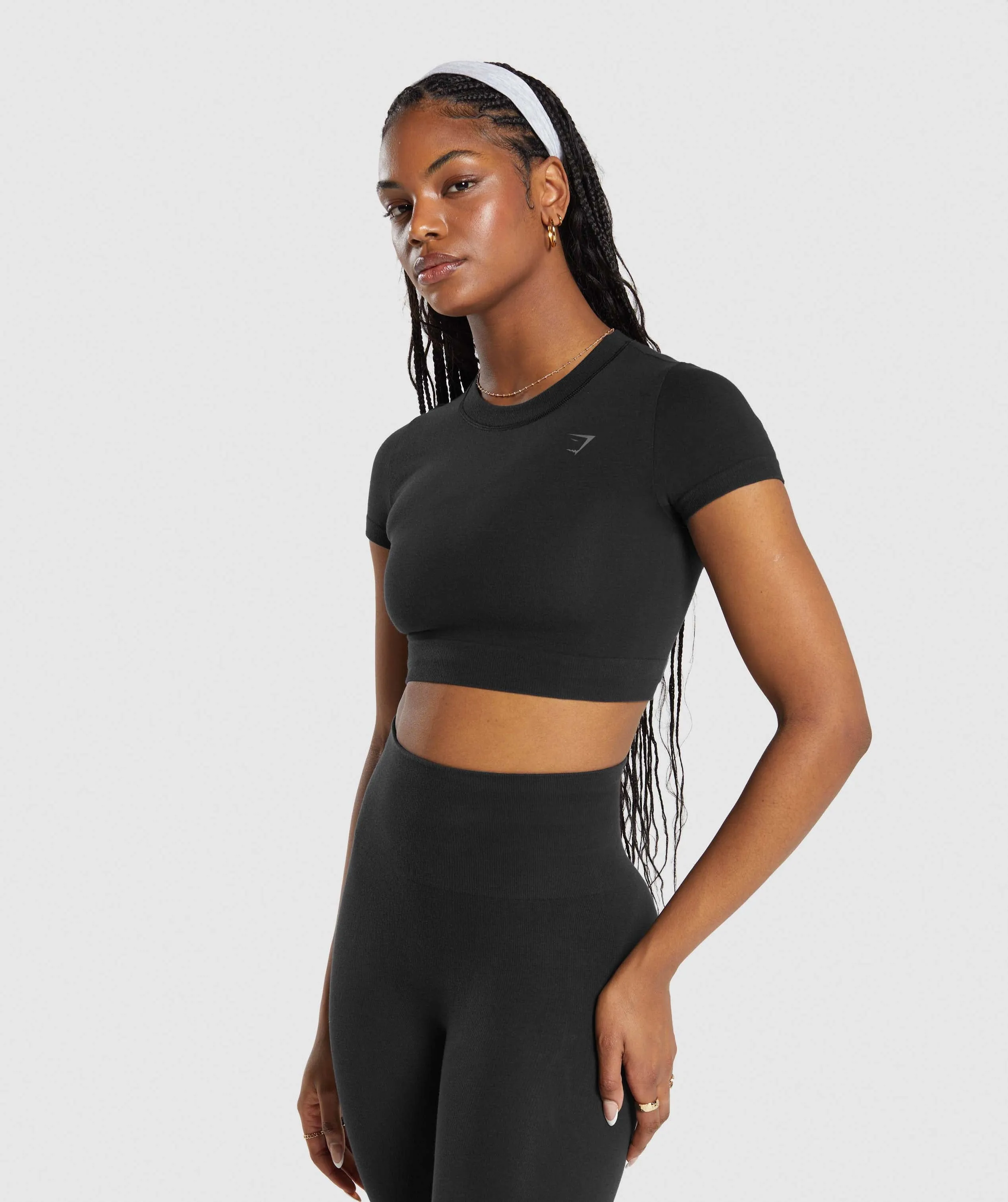 Gymshark Cotton Seamless Crop Top - Black