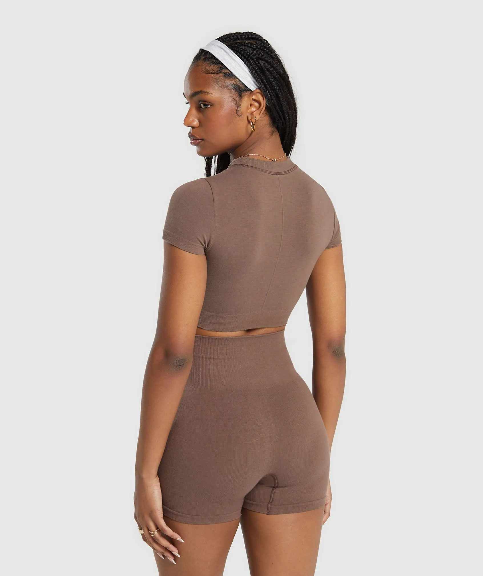 Gymshark Cotton Seamless Crop Top - Soft Brown