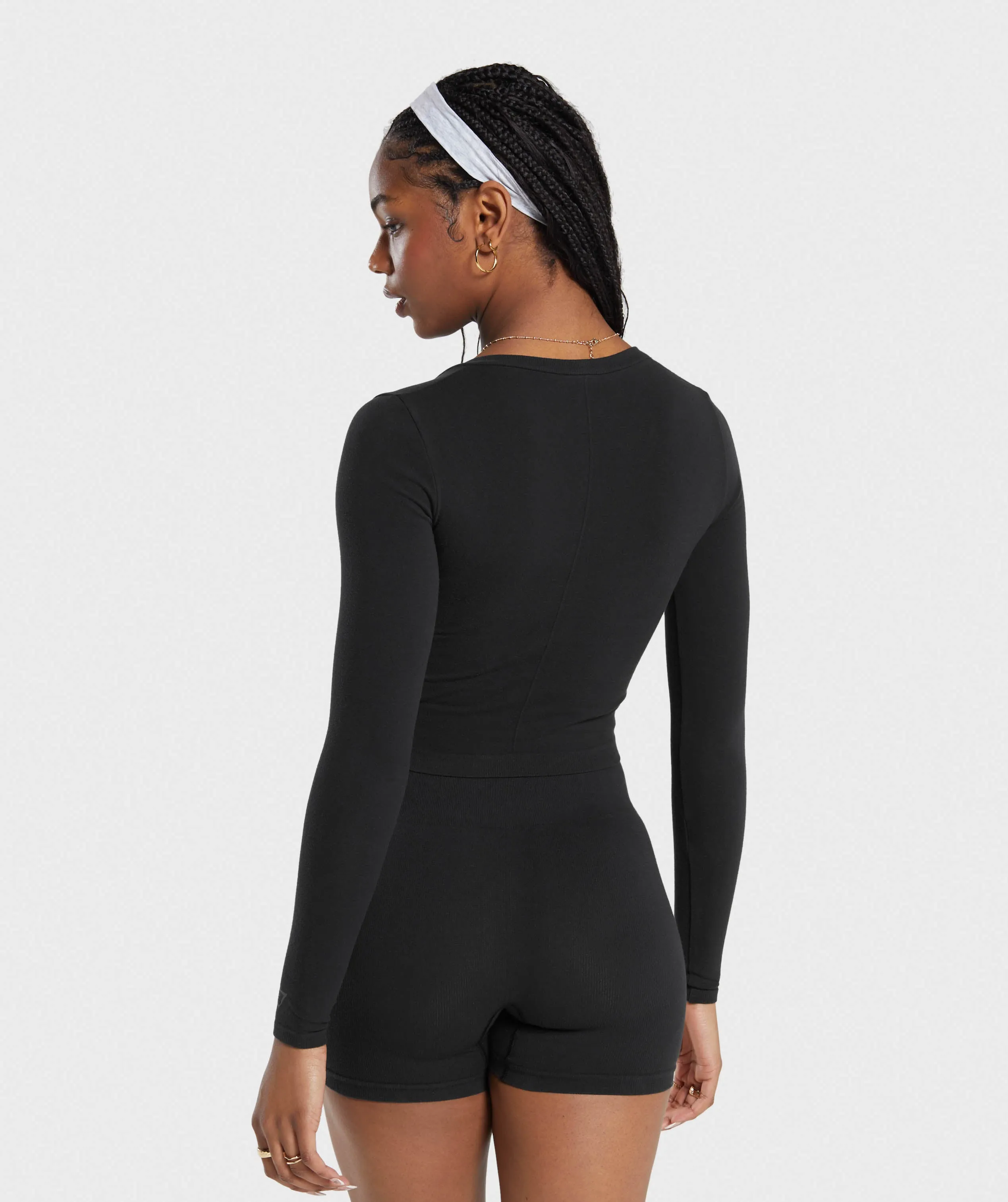 Gymshark Cotton Seamless Long Sleeve Midi Top - Black