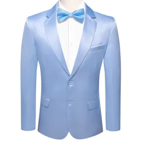 Hi-Tie Blazer Sky Blue Men's Wedding Business Solid Top Men Suit