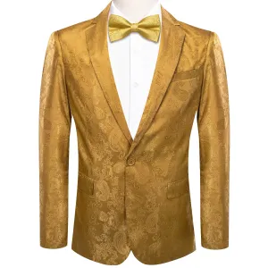 Hi-Tie Notched Lapel Blazer GoldEnrod Men's Wedding Paisley Top