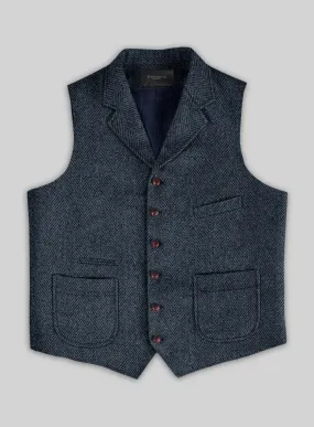 Highlander Heavy Blue Herringbone Tweed Hunting Vest