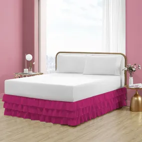 Hot Pink Multi Ruffle Bed Skirt Solid Comfy