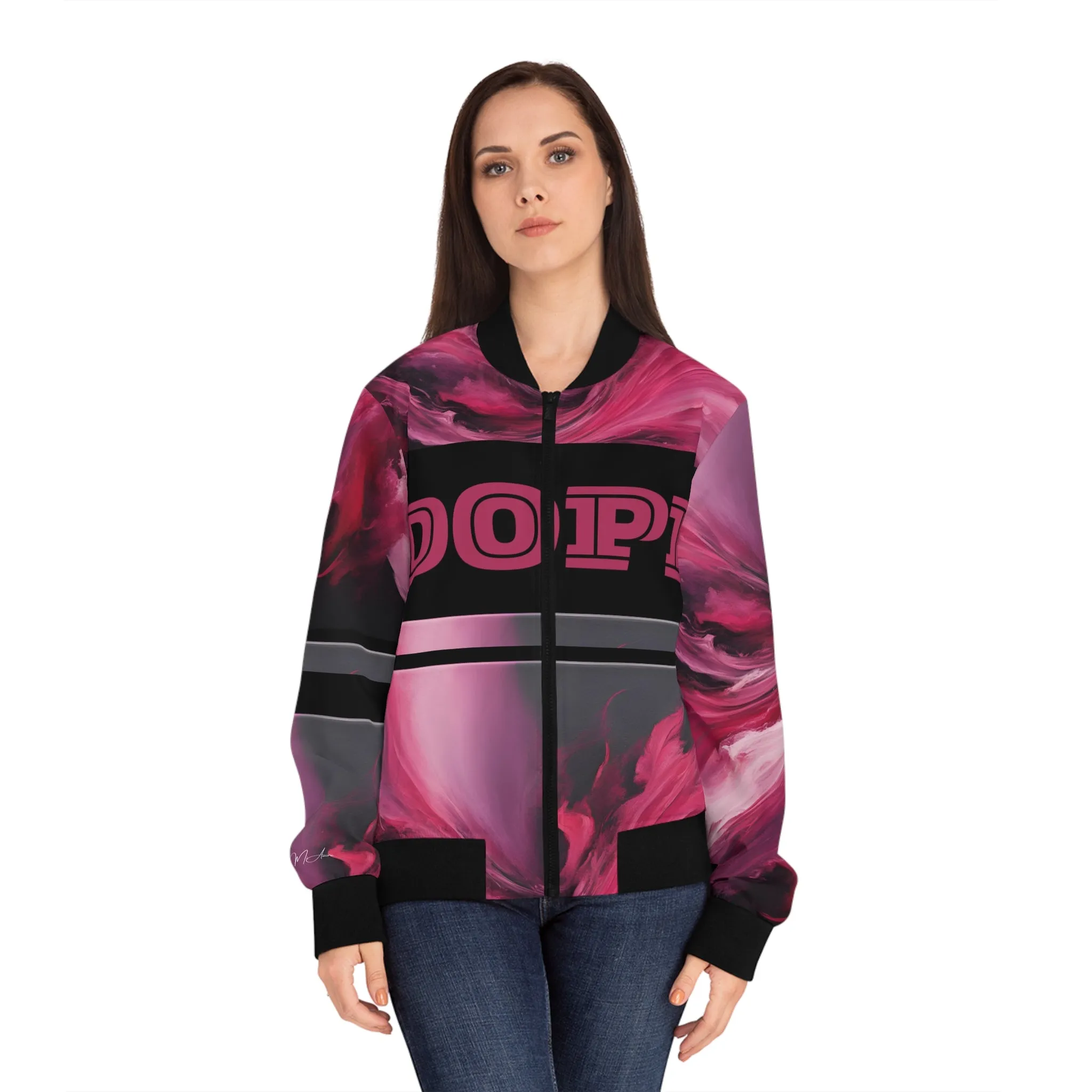 Hot Pink Women's Bomber Jacket (AOP)