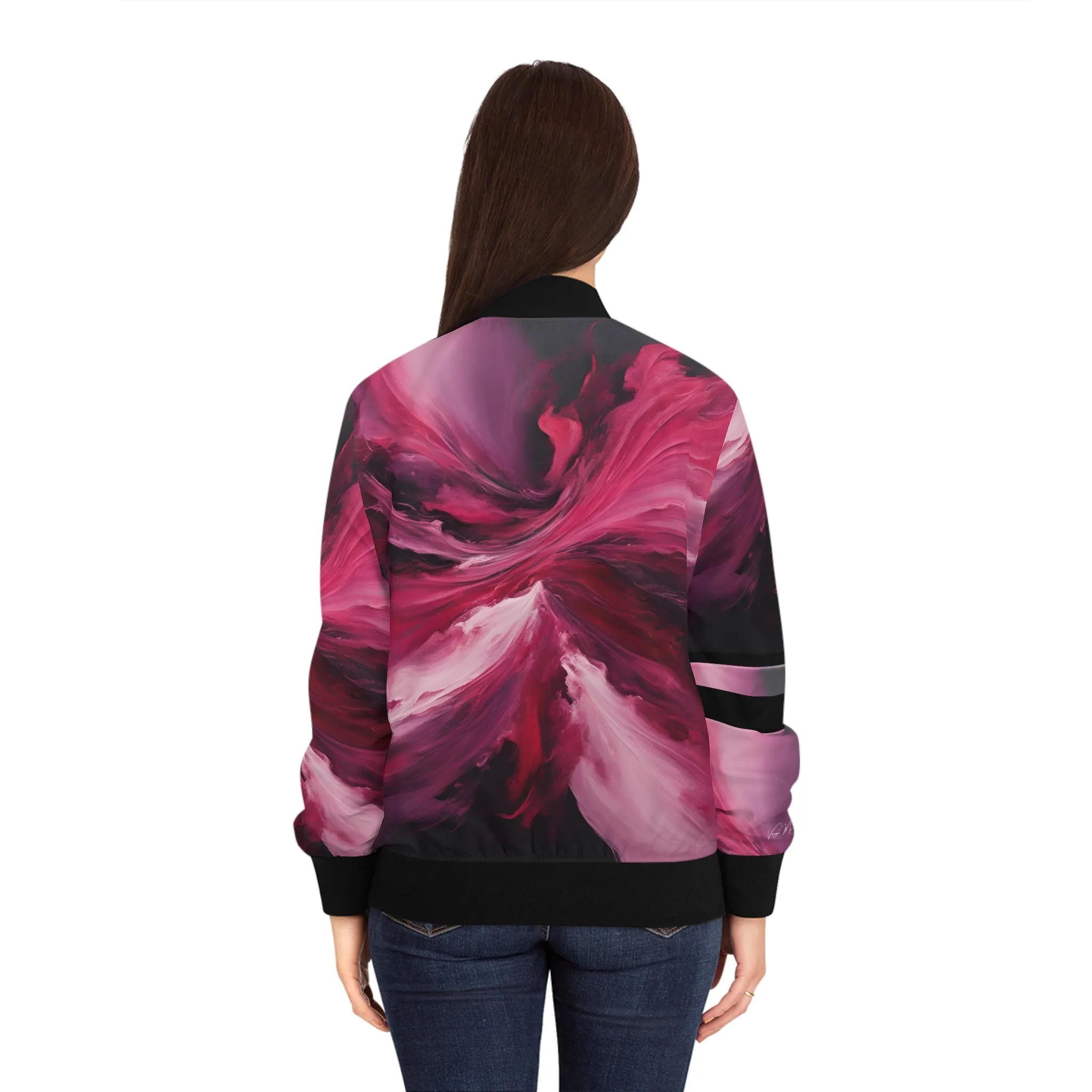 Hot Pink Women's Bomber Jacket (AOP)