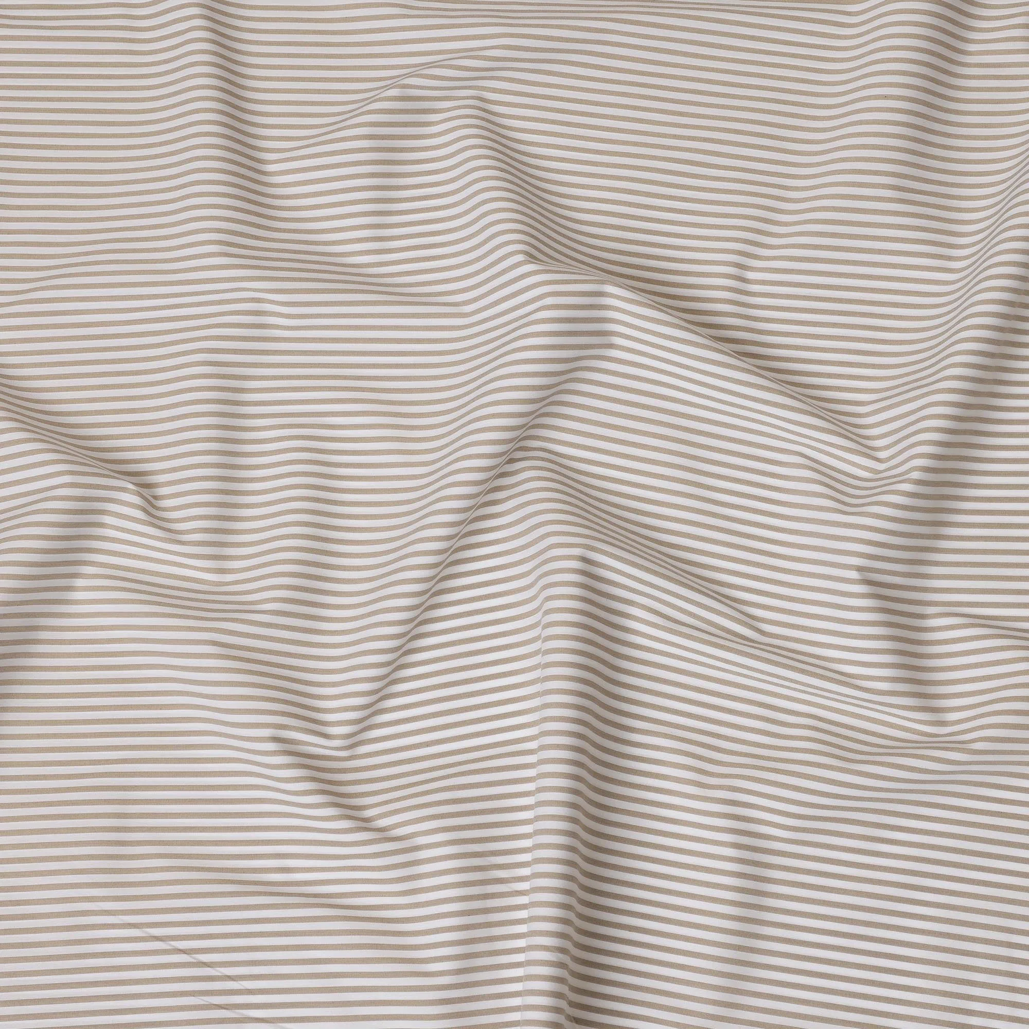 Ivory & Beige Micro Striped 100% Cotton Shirting Fabric, 150 cm Width, Made in Italy-D20514