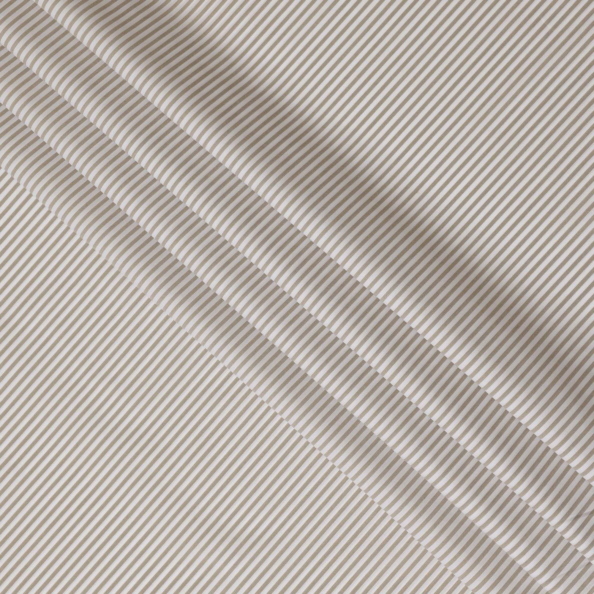 Ivory & Beige Micro Striped 100% Cotton Shirting Fabric, 150 cm Width, Made in Italy-D20514