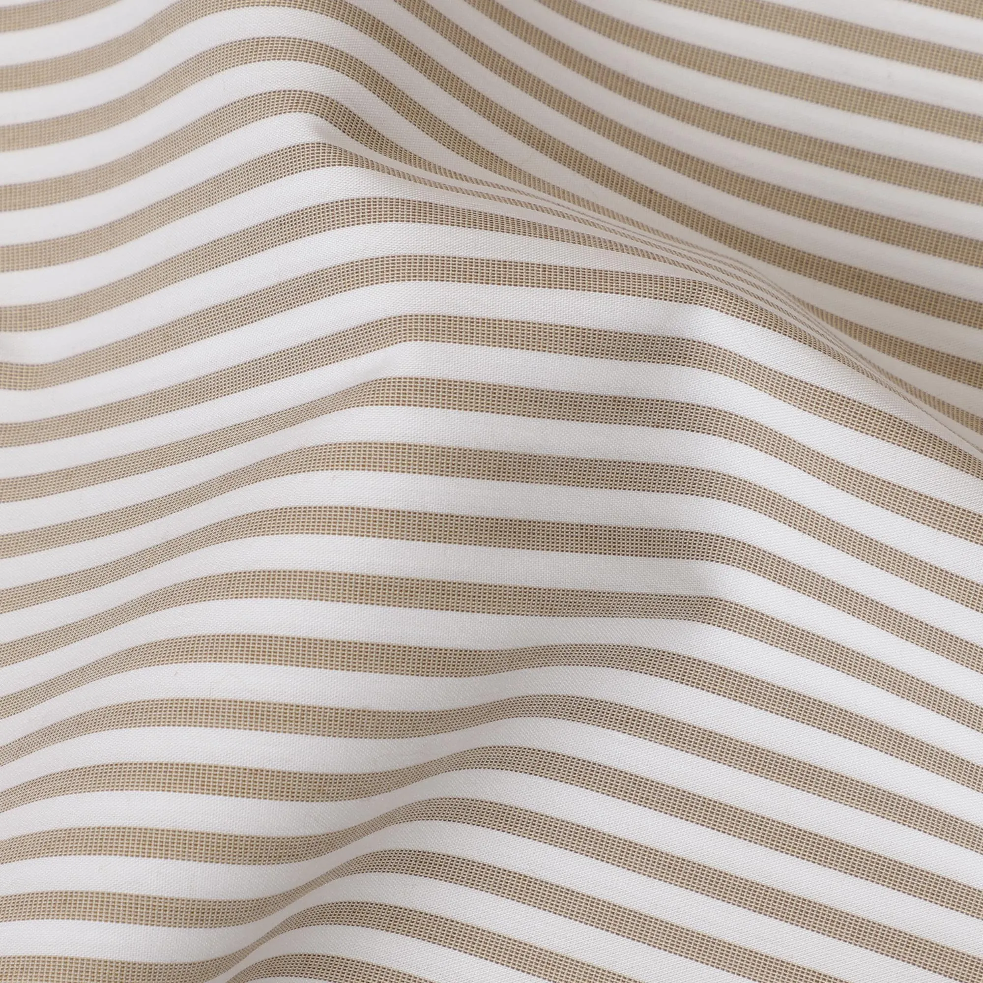 Ivory & Beige Micro Striped 100% Cotton Shirting Fabric, 150 cm Width, Made in Italy-D20514