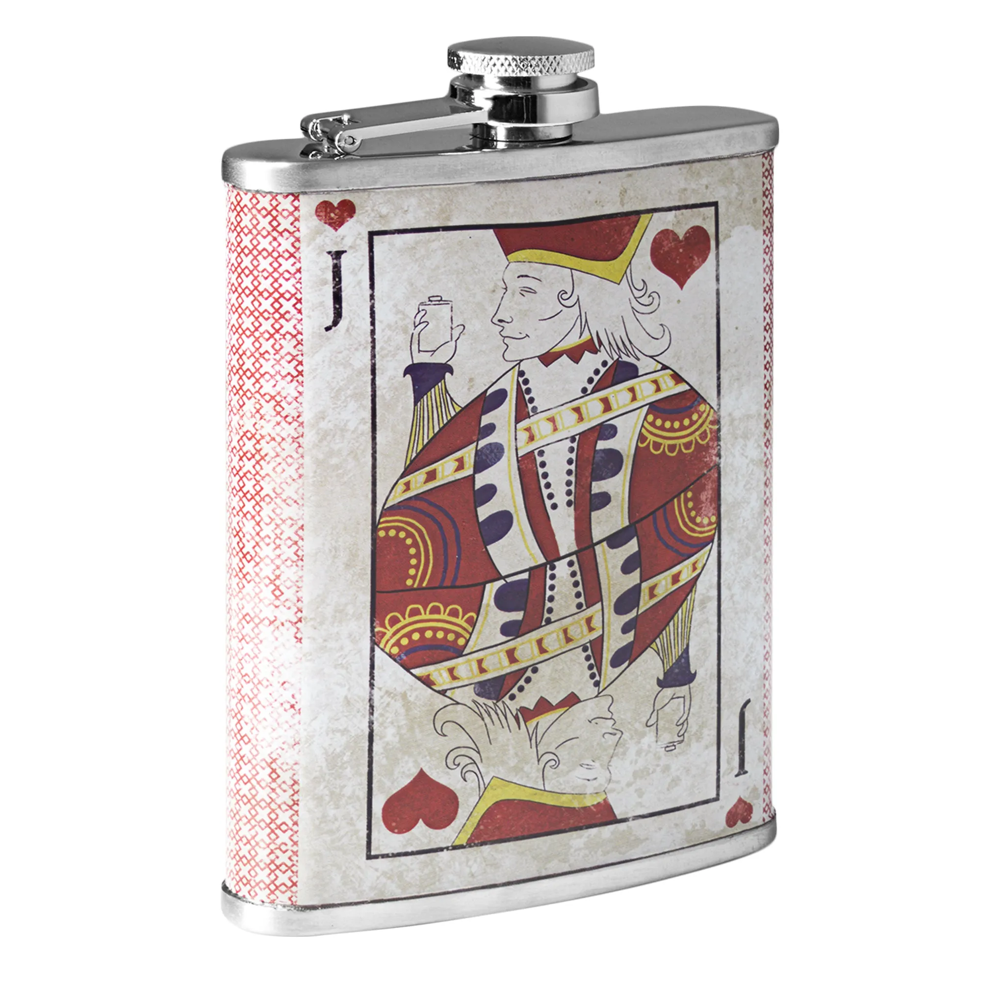 Jack of Hearts Stainless Steel 8 oz Liquor Flask