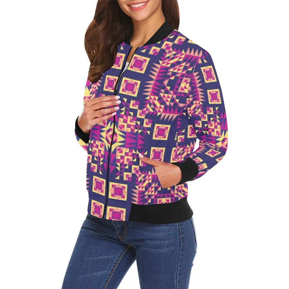 Kaleidoscope Bleu Bomber Jacket for Women