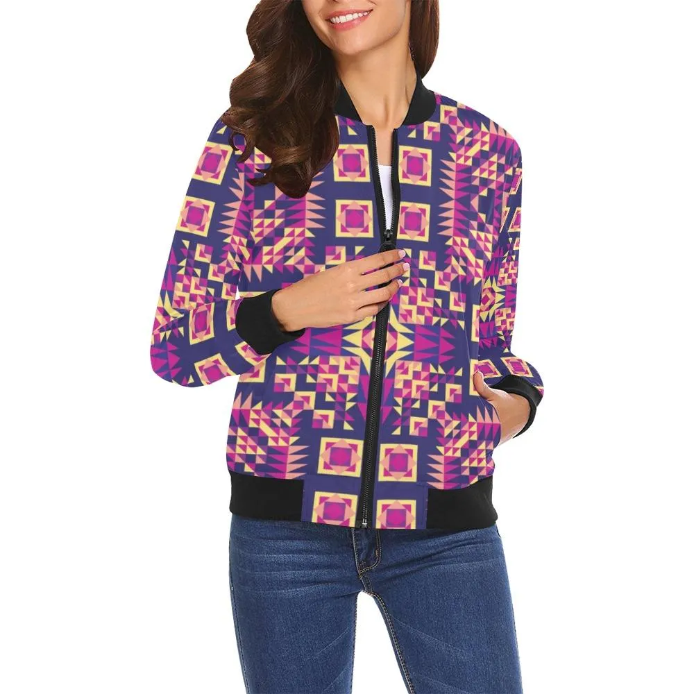 Kaleidoscope Bleu Bomber Jacket for Women