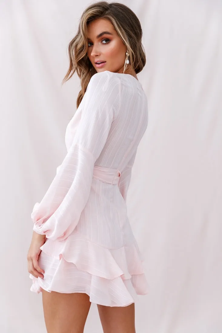 Kerry Layered Balloon Sleeve Dress Baby Pink