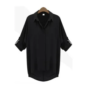 Ketty More Women Relaxing Loose Formal Shirt Black-KMWSB790