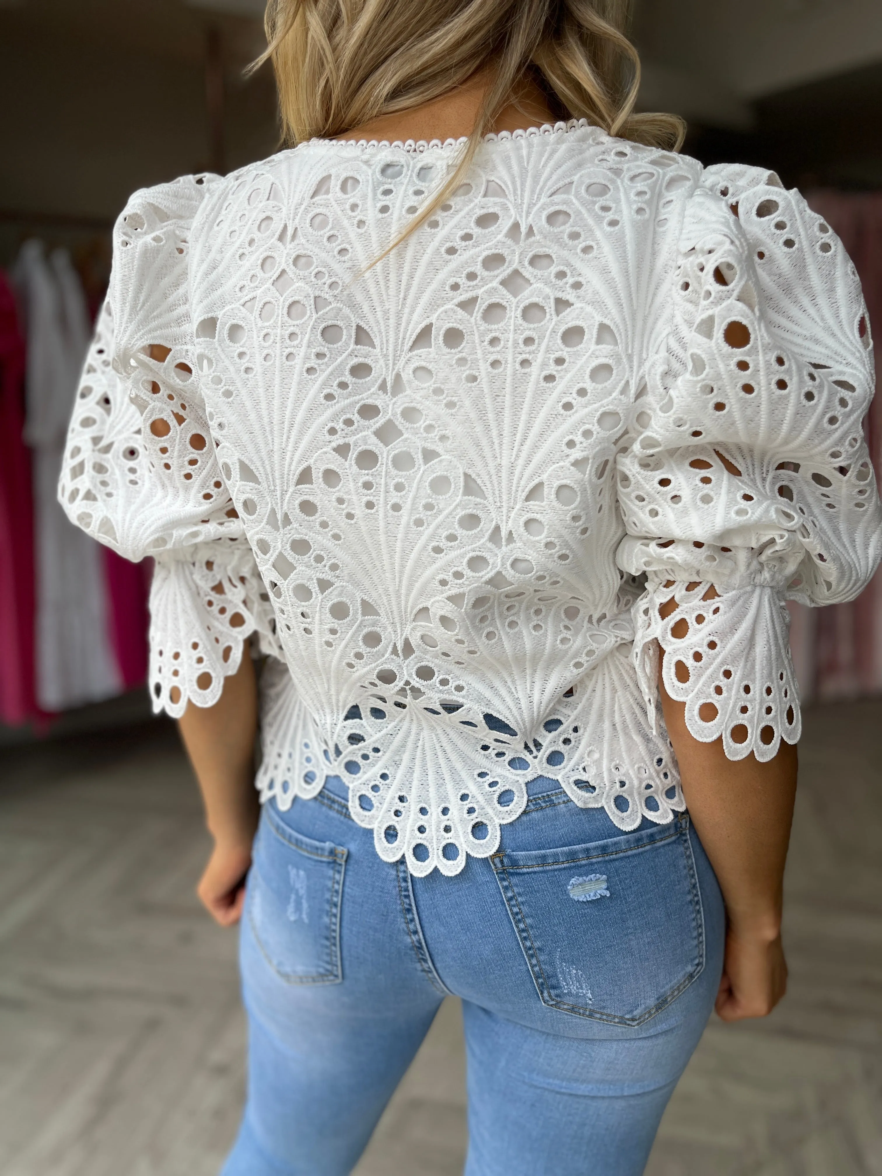 Lace Cropped Top White