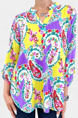 Lavender Colorful Paisley Lizzy Top [NO RETURNS]