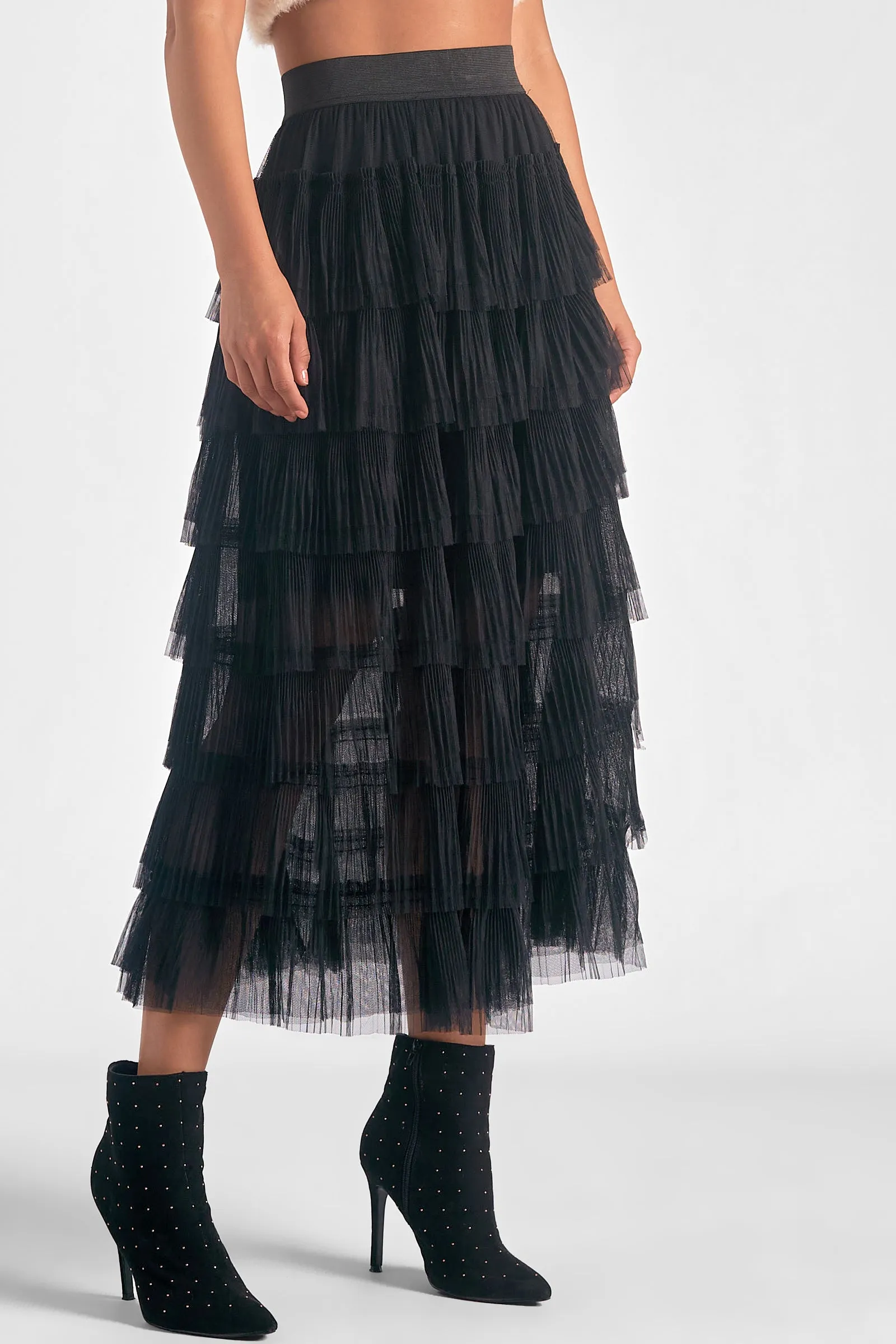 Layered Tulle Midi Skirt