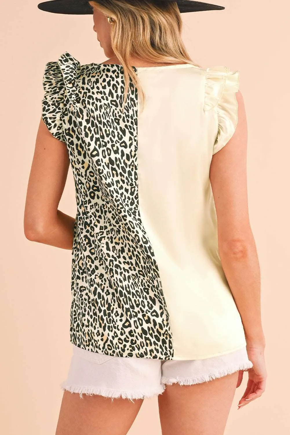 Leopard Splicing Ruffle Sleeveless Shirt | Fierce, Flirty, and Full of Attitude 🐆🔥