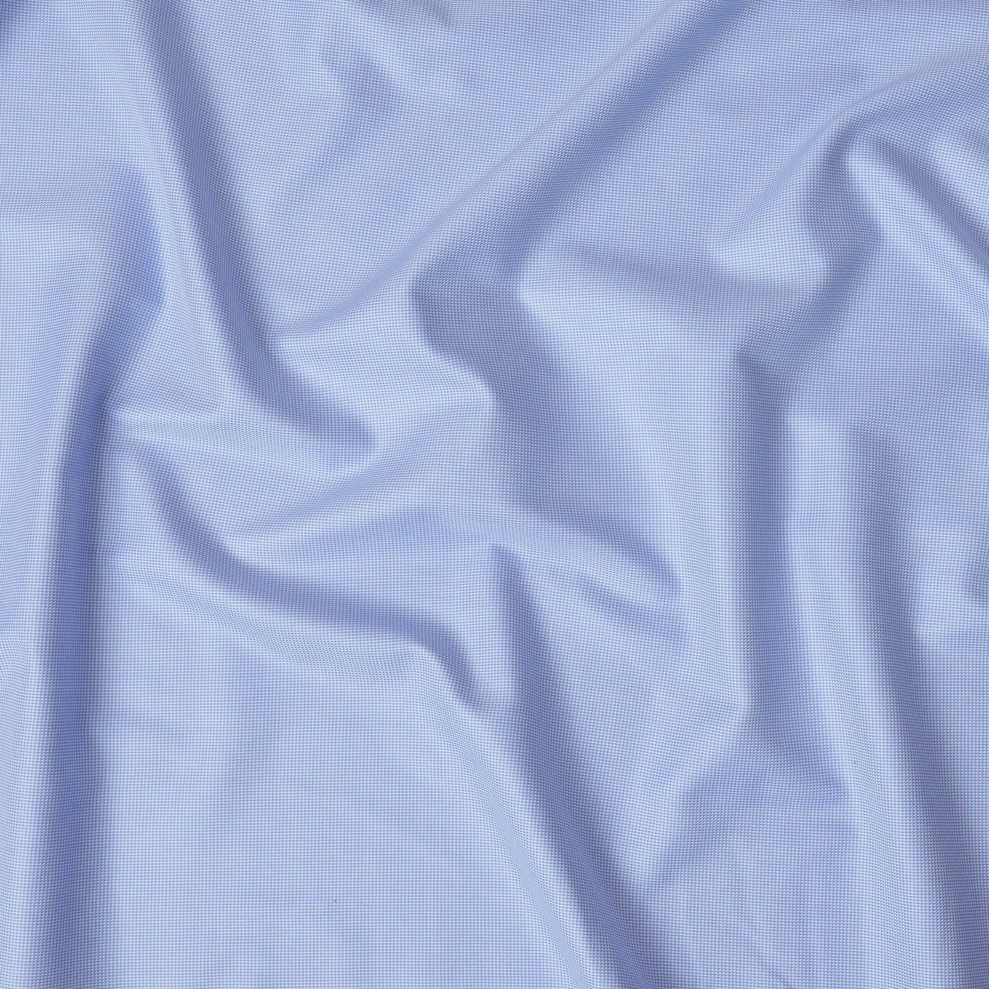 Light Blue and Navy Micro Check 100% Cotton Shirting Fabric, 150 cm Width, Made in Italy-D20483