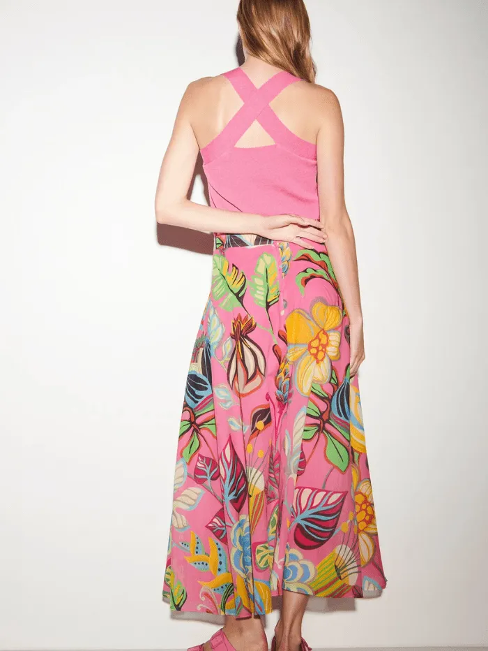 Luisa Cerano Maxi Skirt With Caribbean Print 598190 3623 Col 4565