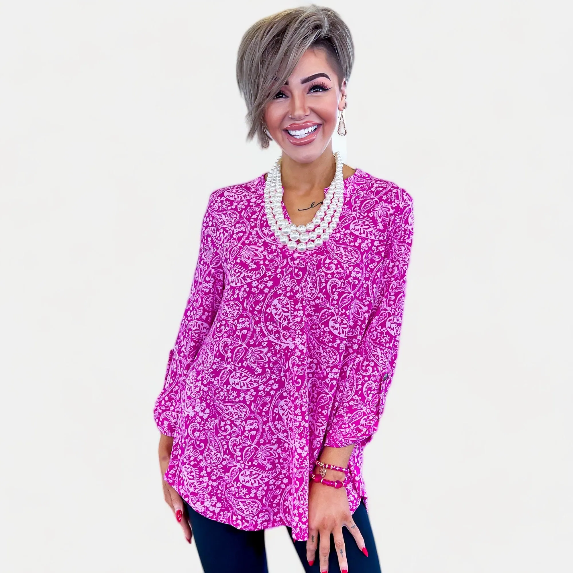 Magenta Paisley Lizzy Top [NO RETURNS]