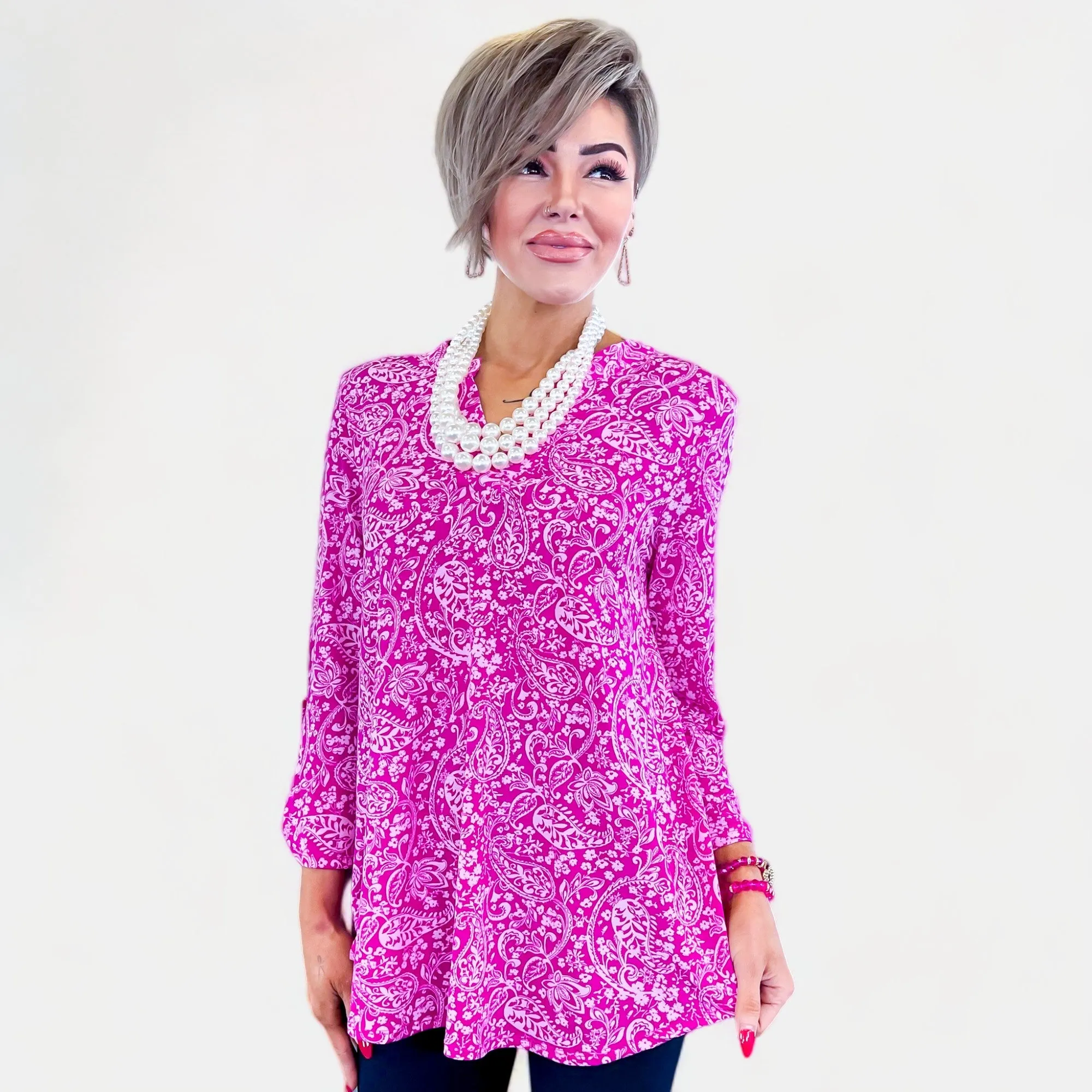 Magenta Paisley Lizzy Top [NO RETURNS]