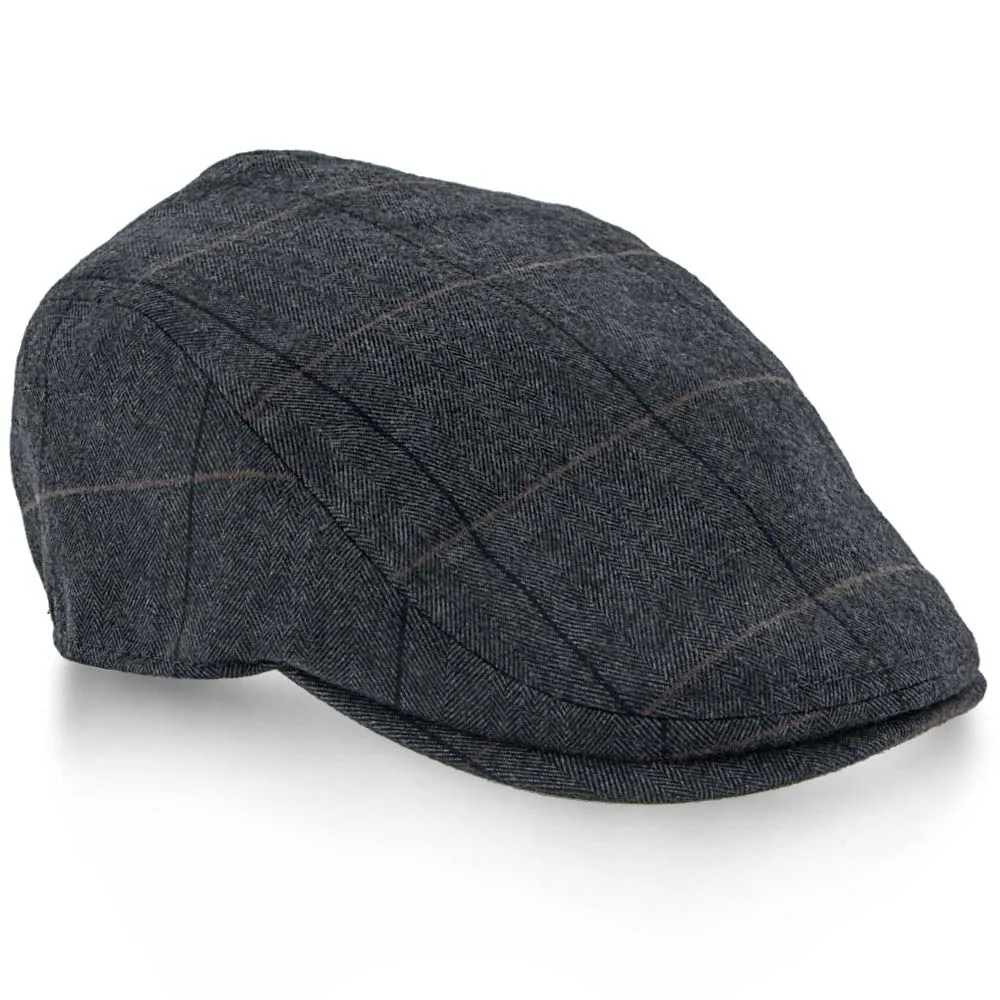 Main Street - Walrus Grey Tweed Plaid Herringbone Ivy Cap