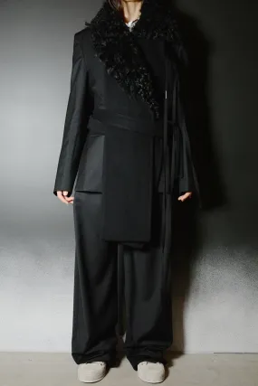 MANON ASYMMETRIC PLASTRON WITH FUR COLLAR