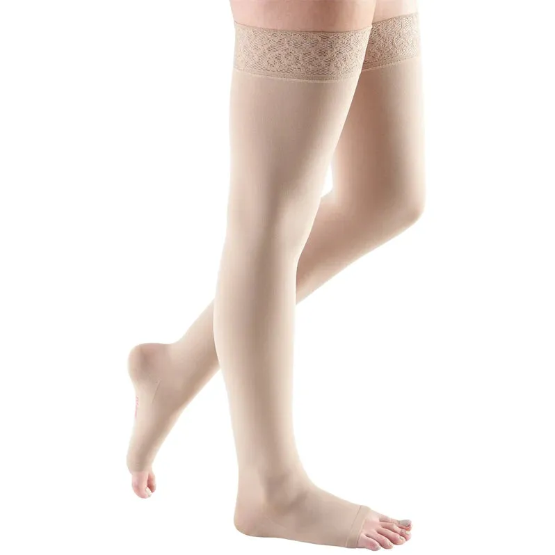 Medi Sheer & Soft 20-30mmHg Open Toe Thigh Length w/Lace Silicone Top Band