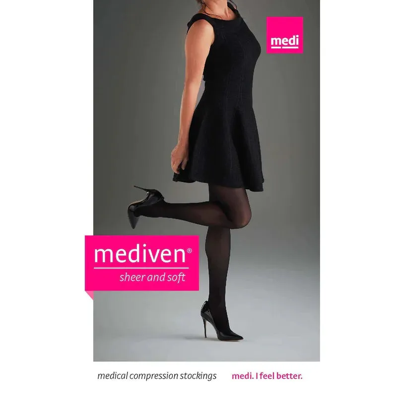 Medi Sheer & Soft 30-40mmHg Open Toe Thigh Length w/Lace Silicone Top Band