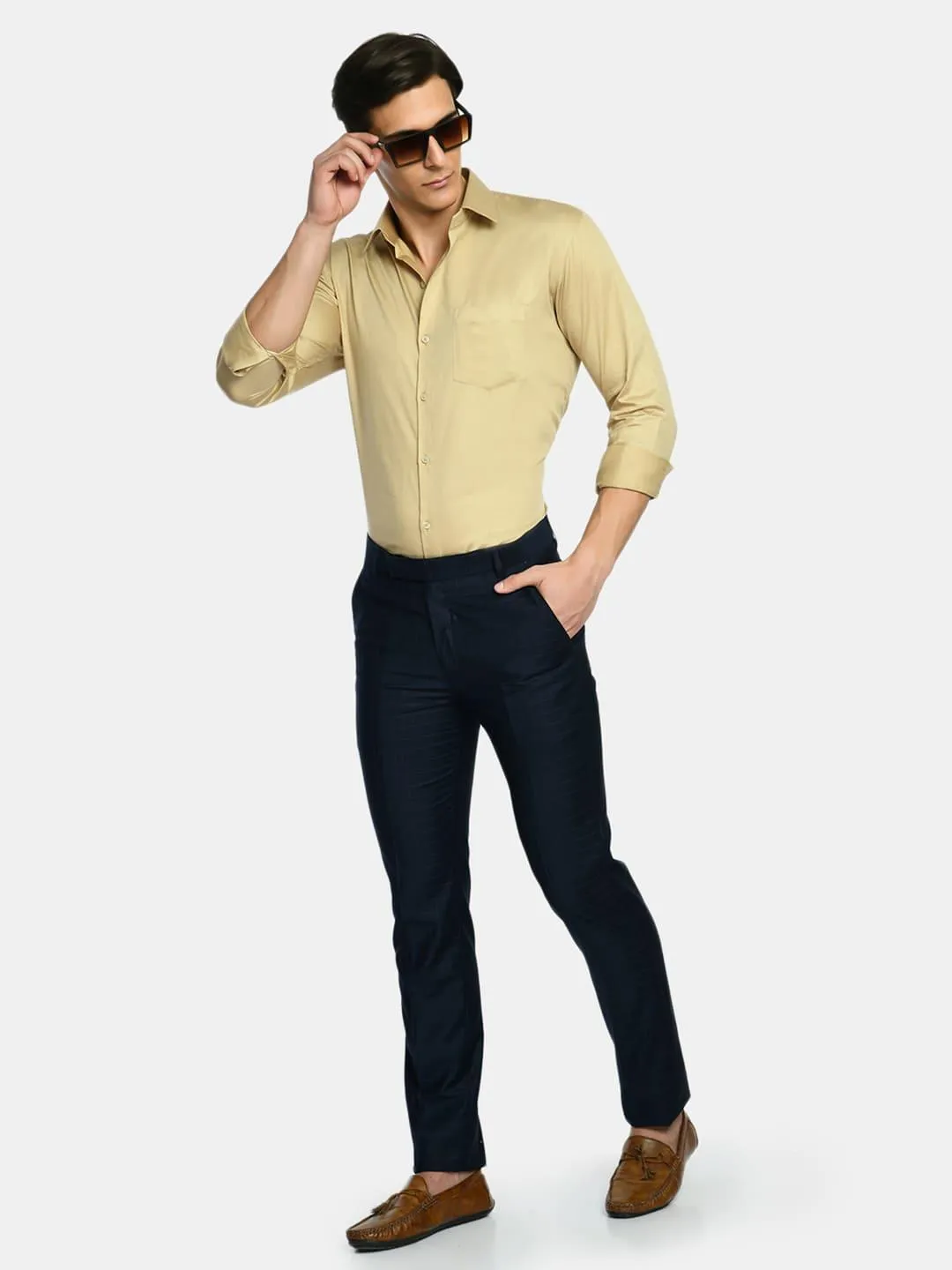 Men's Fawn Spread Collar Solid Formal Shirt