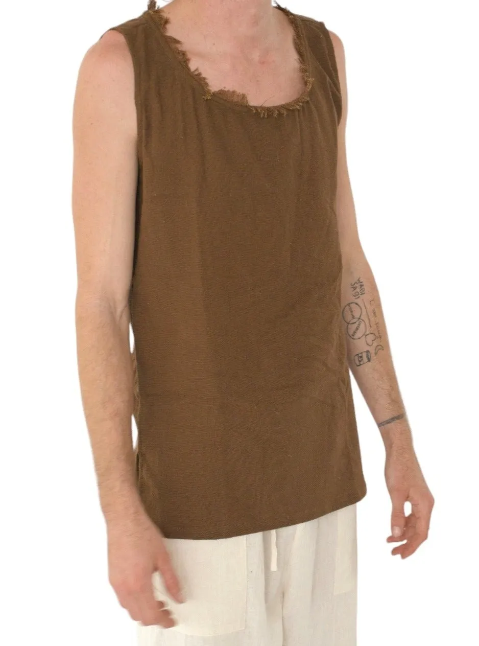 Men's Organic Cotton Sleeveless Shirt in Cacao