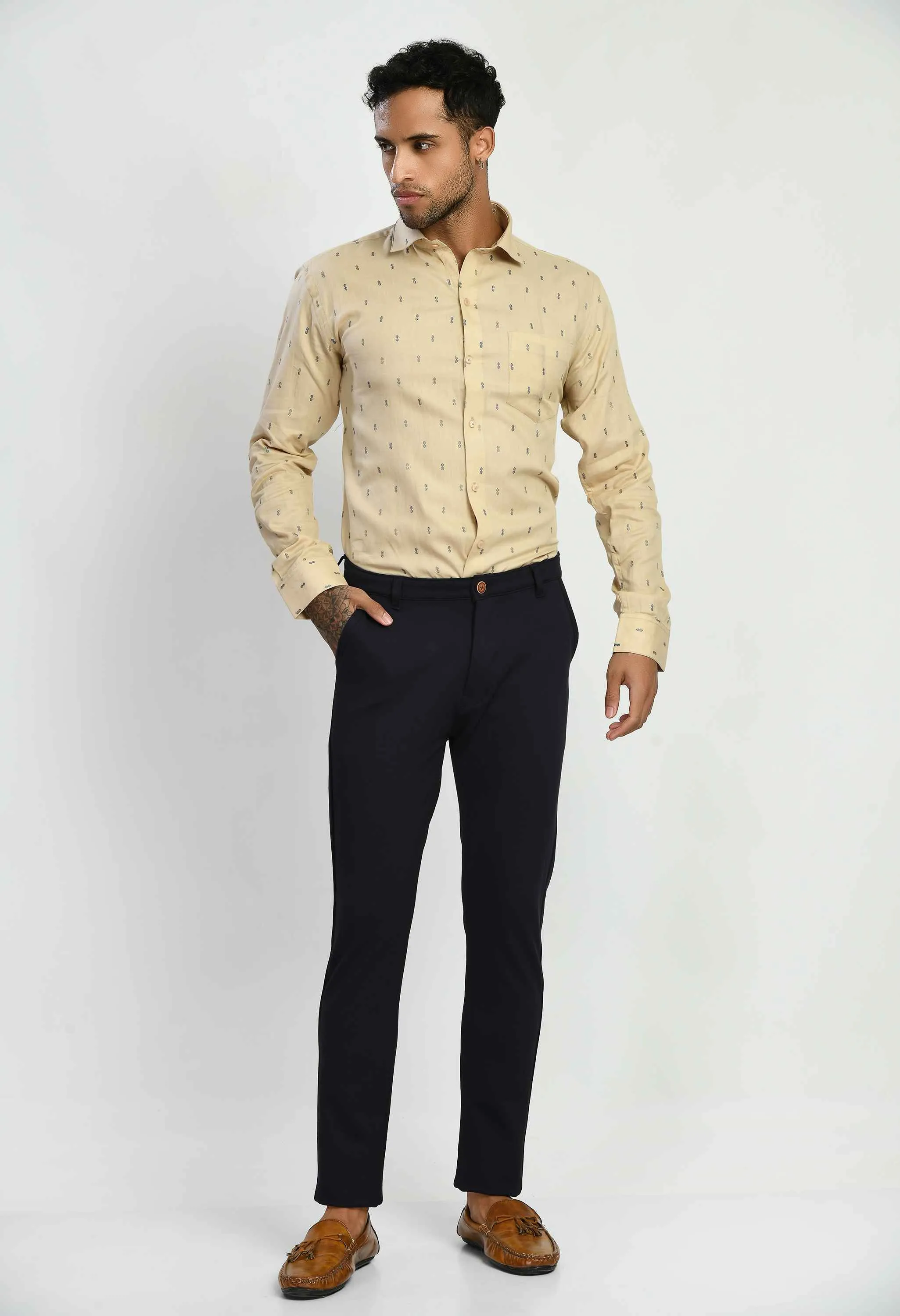 Men's Printed Cotton Regular Fit Formal Shirt