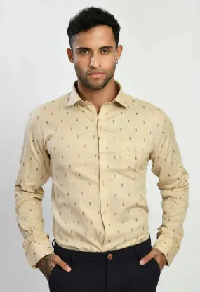 Men's Printed Cotton Regular Fit Formal Shirt