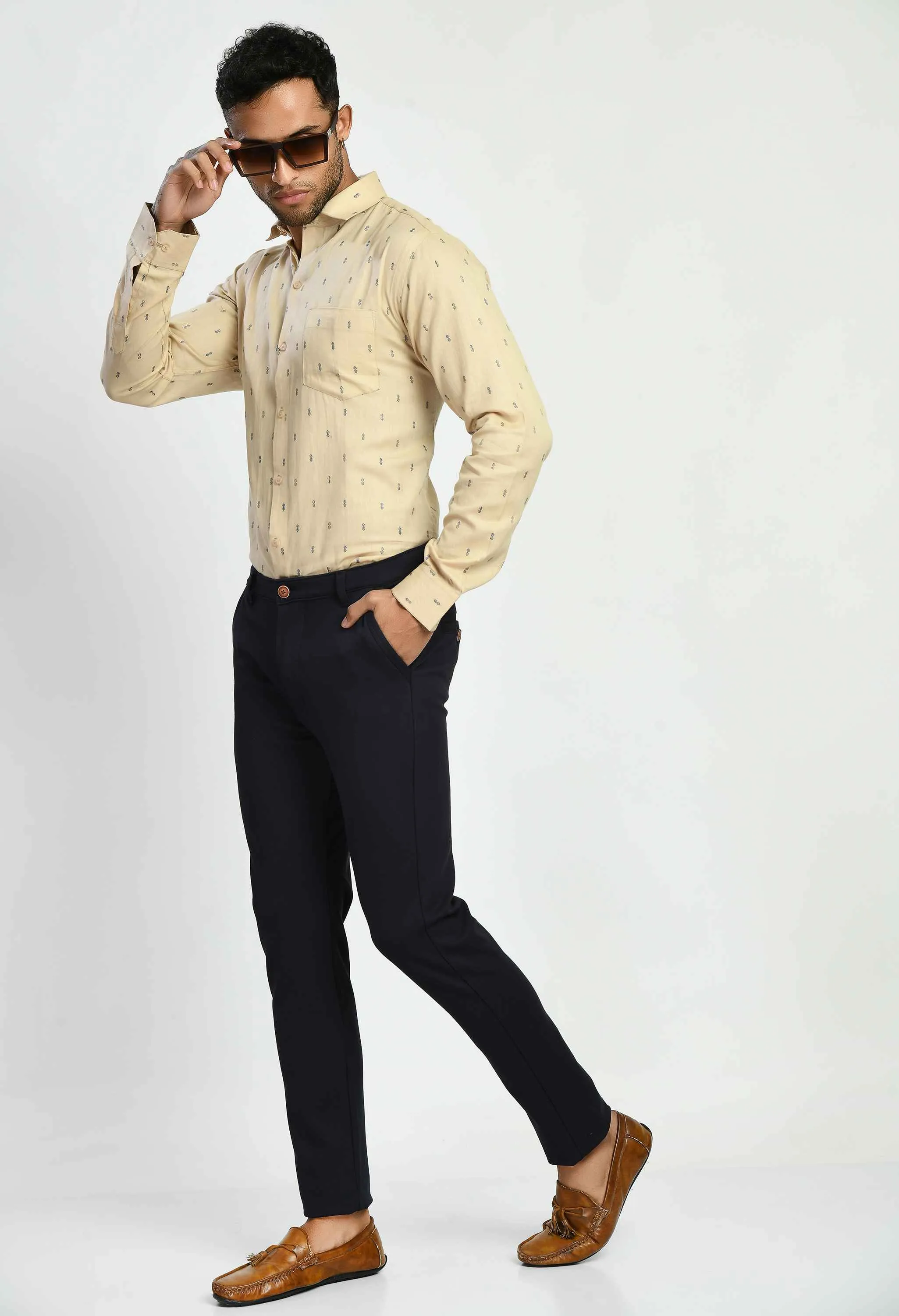 Men's Printed Cotton Regular Fit Formal Shirt