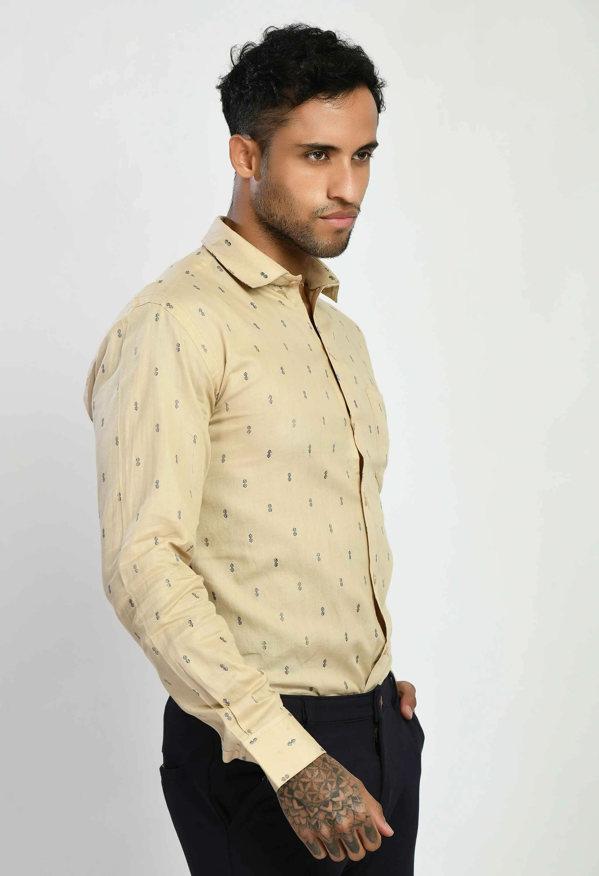 Men's Printed Cotton Regular Fit Formal Shirt